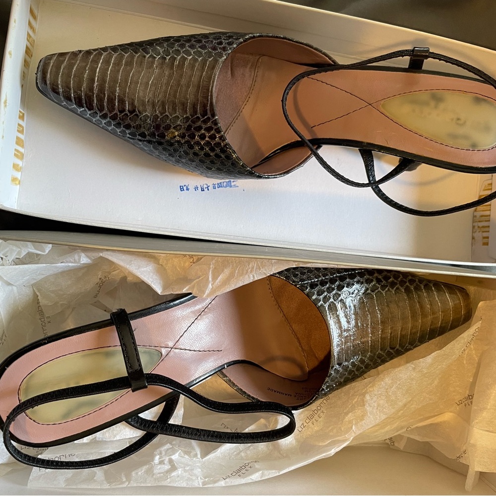 Sling backs -snake skin